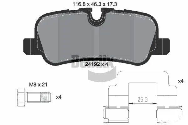 Bremsbelagsatz, Scheibenbremse Hinterachse BENDIX Braking BPD1317