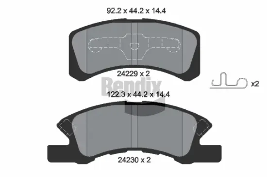 Bremsbelagsatz, Scheibenbremse Vorderachse BENDIX Braking BPD2108 Bild Bremsbelagsatz, Scheibenbremse Vorderachse BENDIX Braking BPD2108