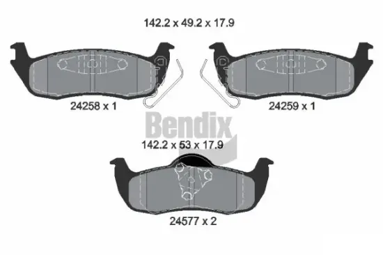 Bremsbelagsatz, Scheibenbremse Hinterachse BENDIX Braking BPD2115 Bild Bremsbelagsatz, Scheibenbremse Hinterachse BENDIX Braking BPD2115