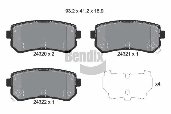 Bremsbelagsatz, Scheibenbremse Hinterachse BENDIX Braking BPD1441