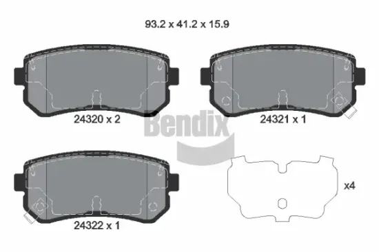 Bremsbelagsatz, Scheibenbremse Hinterachse BENDIX Braking BPD1441 Bild Bremsbelagsatz, Scheibenbremse Hinterachse BENDIX Braking BPD1441