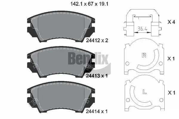 Bremsbelagsatz, Scheibenbremse Vorderachse BENDIX Braking BPD1180
