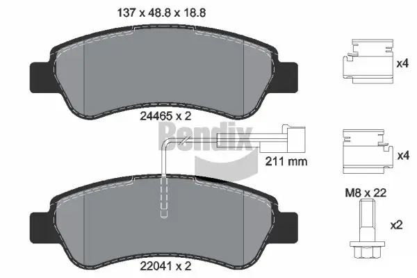 Bremsbelagsatz, Scheibenbremse Hinterachse BENDIX Braking BPD1025