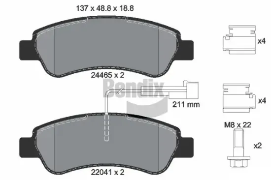 Bremsbelagsatz, Scheibenbremse Hinterachse BENDIX Braking BPD1025 Bild Bremsbelagsatz, Scheibenbremse Hinterachse BENDIX Braking BPD1025
