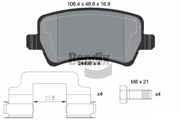 Bremsbelagsatz, Scheibenbremse Hinterachse BENDIX Braking BPD1138