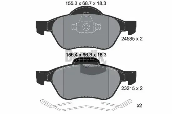 Bremsbelagsatz, Scheibenbremse Vorderachse BENDIX Braking BPD1096 Bild Bremsbelagsatz, Scheibenbremse Vorderachse BENDIX Braking BPD1096