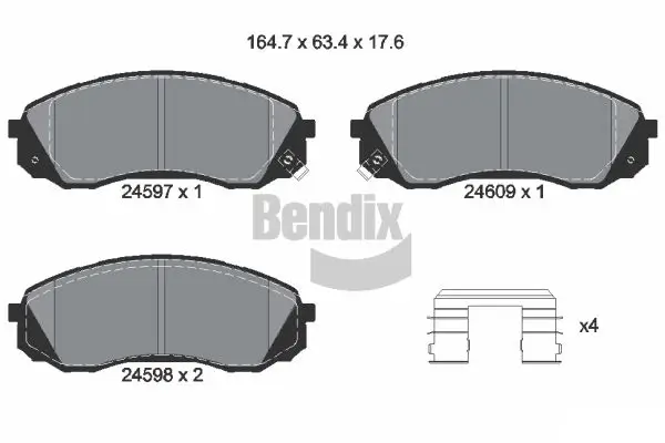 Bremsbelagsatz, Scheibenbremse Vorderachse BENDIX Braking BPD2175