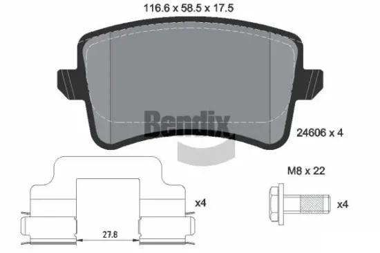 Bremsbelagsatz, Scheibenbremse Hinterachse BENDIX Braking BPD1237 Bild Bremsbelagsatz, Scheibenbremse Hinterachse BENDIX Braking BPD1237