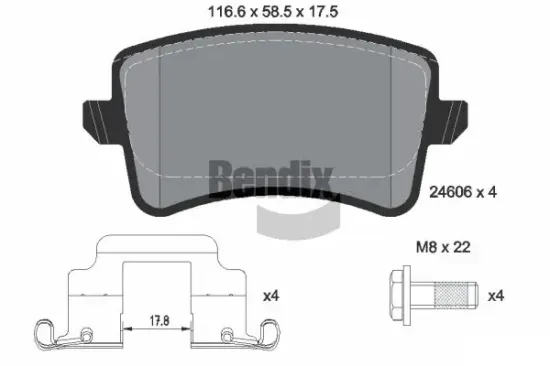 Bremsbelagsatz, Scheibenbremse Hinterachse BENDIX Braking BPD1091 Bild Bremsbelagsatz, Scheibenbremse Hinterachse BENDIX Braking BPD1091