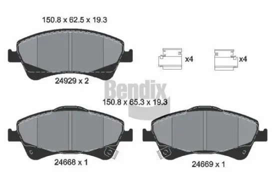 Bremsbelagsatz, Scheibenbremse Vorderachse BENDIX Braking BPD1238 Bild Bremsbelagsatz, Scheibenbremse Vorderachse BENDIX Braking BPD1238