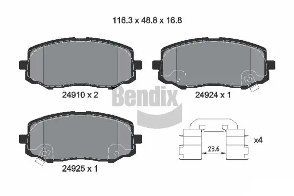 Bremsbelagsatz, Scheibenbremse Vorderachse BENDIX Braking BPD1556