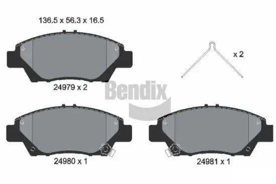 Bremsbelagsatz, Scheibenbremse Vorderachse BENDIX Braking BPD1326 Bild Bremsbelagsatz, Scheibenbremse Vorderachse BENDIX Braking BPD1326