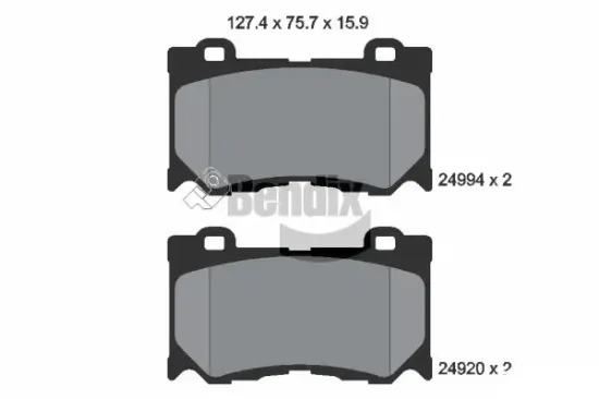 Bremsbelagsatz, Scheibenbremse Vorderachse BENDIX Braking BPD2213 Bild Bremsbelagsatz, Scheibenbremse Vorderachse BENDIX Braking BPD2213