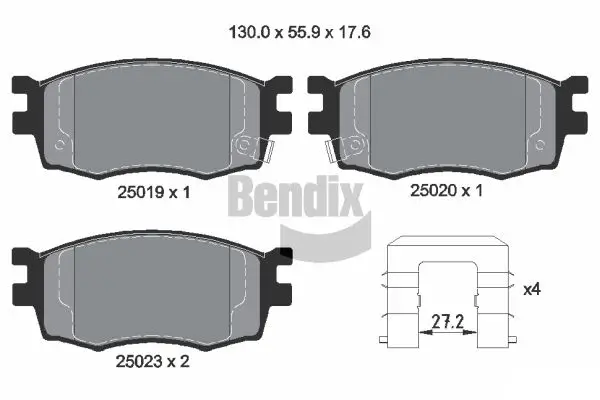 Bremsbelagsatz, Scheibenbremse Vorderachse BENDIX Braking BPD1483
