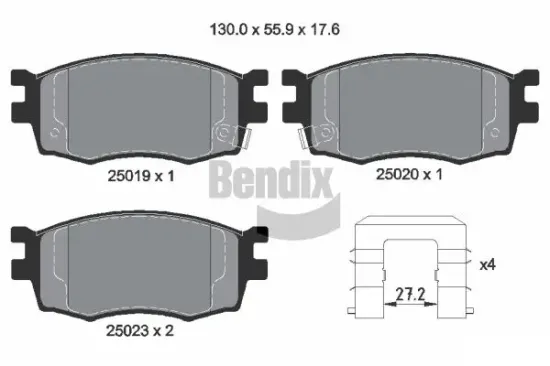 Bremsbelagsatz, Scheibenbremse Vorderachse BENDIX Braking BPD1483 Bild Bremsbelagsatz, Scheibenbremse Vorderachse BENDIX Braking BPD1483