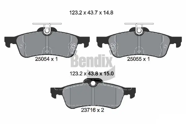 Bremsbelagsatz, Scheibenbremse Hinterachse BENDIX Braking BPD2220