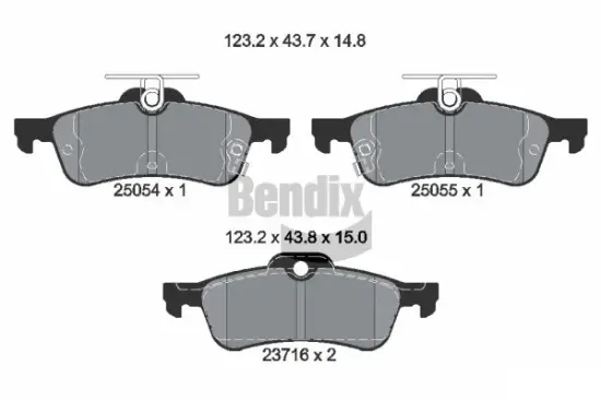 Bremsbelagsatz, Scheibenbremse Hinterachse BENDIX Braking BPD2220 Bild Bremsbelagsatz, Scheibenbremse Hinterachse BENDIX Braking BPD2220