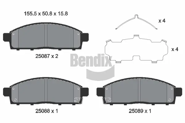 Bremsbelagsatz, Scheibenbremse Vorderachse BENDIX Braking BPD1548