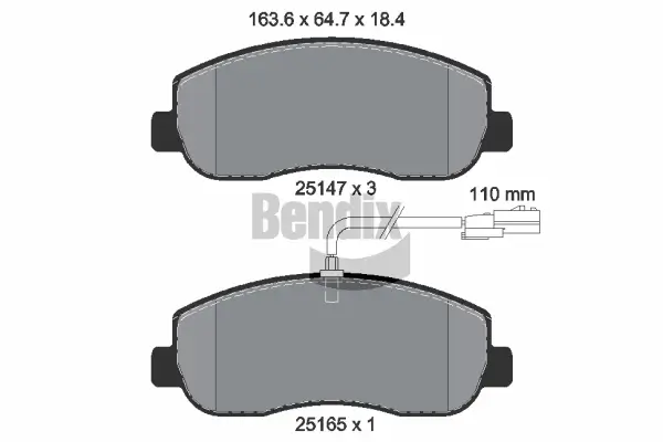 Bremsbelagsatz, Scheibenbremse Vorderachse BENDIX Braking BPD1037