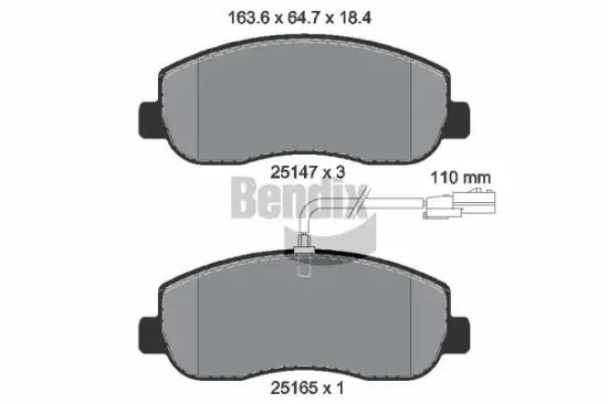 Bremsbelagsatz, Scheibenbremse Vorderachse BENDIX Braking BPD1037 Bild Bremsbelagsatz, Scheibenbremse Vorderachse BENDIX Braking BPD1037