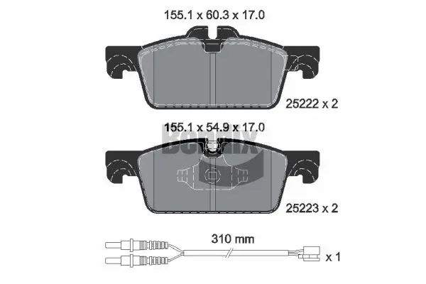 Bremsbelagsatz, Scheibenbremse Vorderachse BENDIX Braking BPD1125