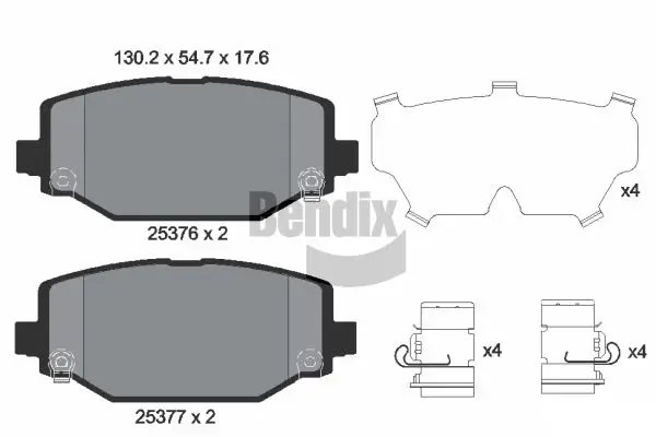 Bremsbelagsatz, Scheibenbremse Hinterachse BENDIX Braking BPD2243