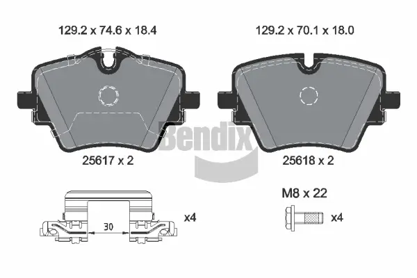 Bremsbelagsatz, Scheibenbremse Vorderachse BENDIX Braking BPD2504