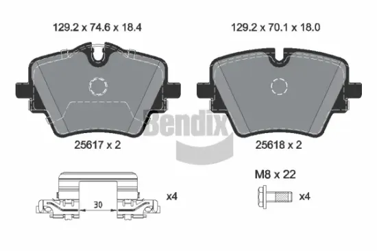 Bremsbelagsatz, Scheibenbremse Vorderachse BENDIX Braking BPD2504 Bild Bremsbelagsatz, Scheibenbremse Vorderachse BENDIX Braking BPD2504