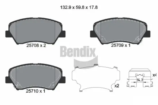 Bremsbelagsatz, Scheibenbremse Vorderachse BENDIX Braking BPD1365 Bild Bremsbelagsatz, Scheibenbremse Vorderachse BENDIX Braking BPD1365