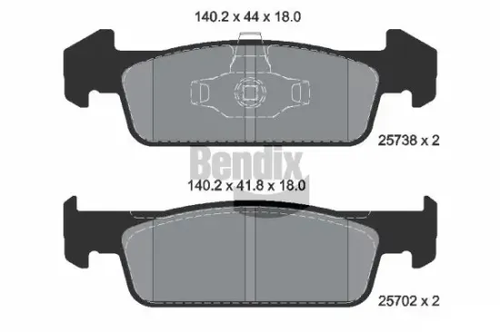 Bremsbelagsatz, Scheibenbremse Vorderachse BENDIX Braking BPD1381 Bild Bremsbelagsatz, Scheibenbremse Vorderachse BENDIX Braking BPD1381