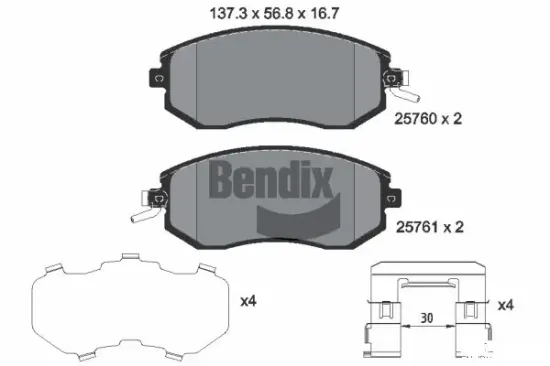 Bremsbelagsatz, Scheibenbremse Vorderachse BENDIX Braking BPD2267 Bild Bremsbelagsatz, Scheibenbremse Vorderachse BENDIX Braking BPD2267