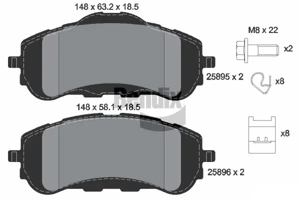 Bremsbelagsatz, Scheibenbremse Vorderachse BENDIX Braking BPD1072