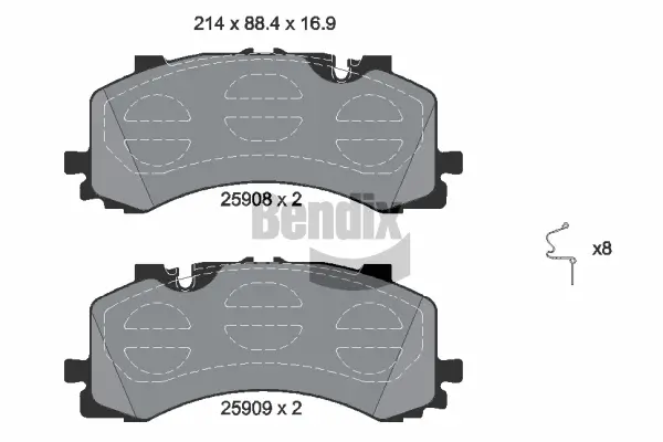 Bremsbelagsatz, Scheibenbremse Vorderachse BENDIX Braking BPD1637