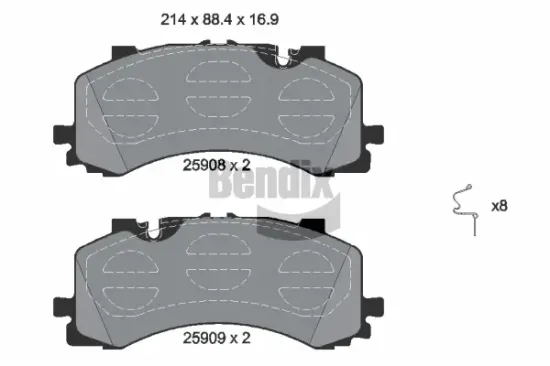 Bremsbelagsatz, Scheibenbremse Vorderachse BENDIX Braking BPD1637 Bild Bremsbelagsatz, Scheibenbremse Vorderachse BENDIX Braking BPD1637