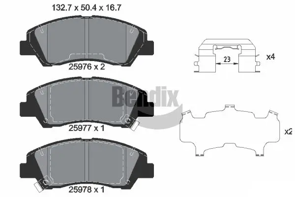 Bremsbelagsatz, Scheibenbremse Vorderachse BENDIX Braking BPD1476