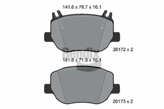 Bremsbelagsatz, Scheibenbremse Hinterachse BENDIX Braking BPD2527 Bild Bremsbelagsatz, Scheibenbremse Hinterachse BENDIX Braking BPD2527