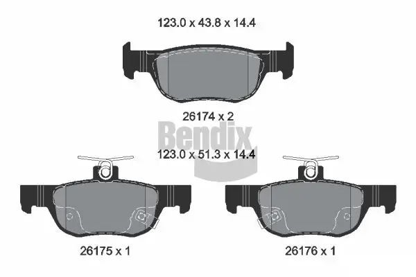 Bremsbelagsatz, Scheibenbremse Hinterachse BENDIX Braking BPD2363