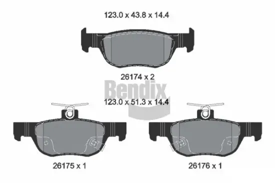 Bremsbelagsatz, Scheibenbremse Hinterachse BENDIX Braking BPD2363 Bild Bremsbelagsatz, Scheibenbremse Hinterachse BENDIX Braking BPD2363