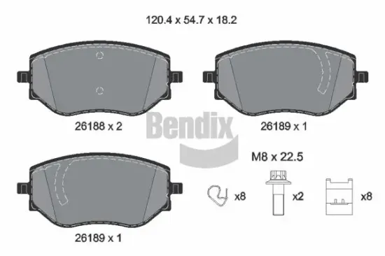 Bremsbelagsatz, Scheibenbremse Vorderachse BENDIX Braking BPD2420 Bild Bremsbelagsatz, Scheibenbremse Vorderachse BENDIX Braking BPD2420
