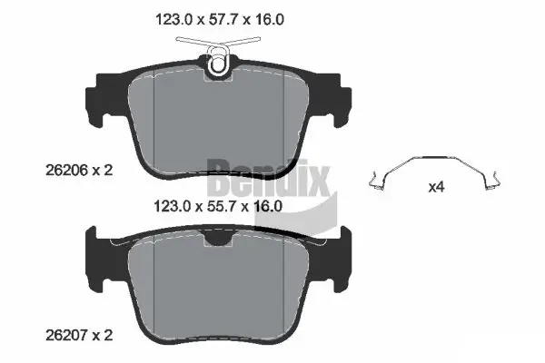 Bremsbelagsatz, Scheibenbremse Hinterachse BENDIX Braking BPD1664