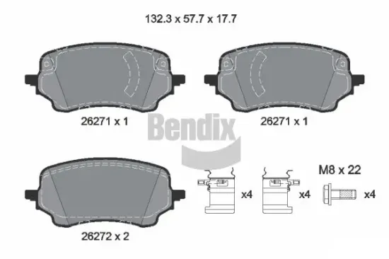 Bremsbelagsatz, Scheibenbremse Vorderachse BENDIX Braking BPD1651 Bild Bremsbelagsatz, Scheibenbremse Vorderachse BENDIX Braking BPD1651