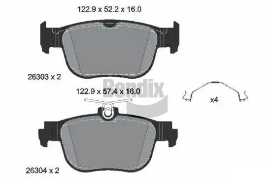 Bremsbelagsatz, Scheibenbremse Hinterachse BENDIX Braking BPD1652 Bild Bremsbelagsatz, Scheibenbremse Hinterachse BENDIX Braking BPD1652