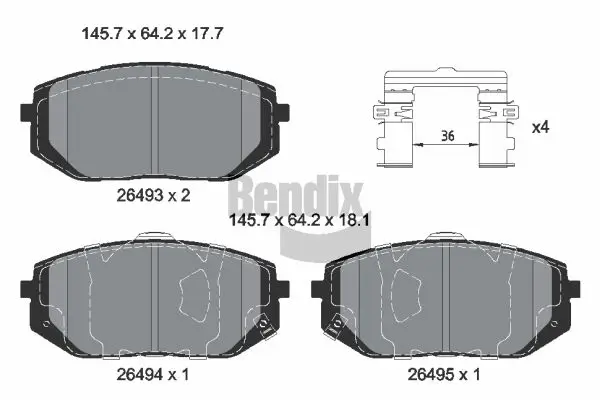 Bremsbelagsatz, Scheibenbremse Vorderachse BENDIX Braking BPD2378