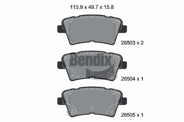 Bremsbelagsatz, Scheibenbremse Hinterachse BENDIX Braking BPD2388