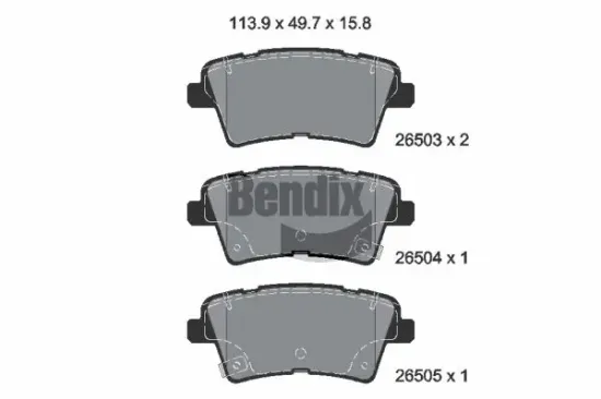 Bremsbelagsatz, Scheibenbremse Hinterachse BENDIX Braking BPD2388 Bild Bremsbelagsatz, Scheibenbremse Hinterachse BENDIX Braking BPD2388