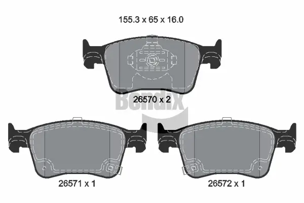 Bremsbelagsatz, Scheibenbremse Vorderachse BENDIX Braking BPD2669