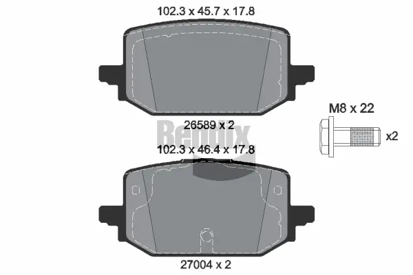 Bremsbelagsatz, Scheibenbremse Hinterachse BENDIX Braking BPD2637