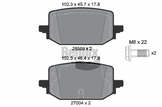 Bremsbelagsatz, Scheibenbremse Hinterachse BENDIX Braking BPD2637 Bild Bremsbelagsatz, Scheibenbremse Hinterachse BENDIX Braking BPD2637