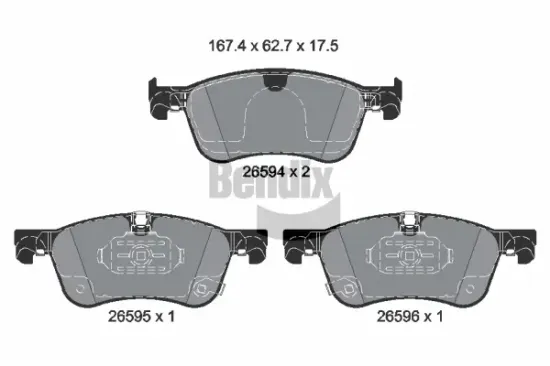 Bremsbelagsatz, Scheibenbremse Vorderachse BENDIX Braking BPD2525 Bild Bremsbelagsatz, Scheibenbremse Vorderachse BENDIX Braking BPD2525