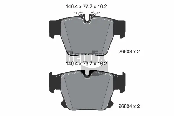 Bremsbelagsatz, Scheibenbremse Hinterachse BENDIX Braking BPD2560